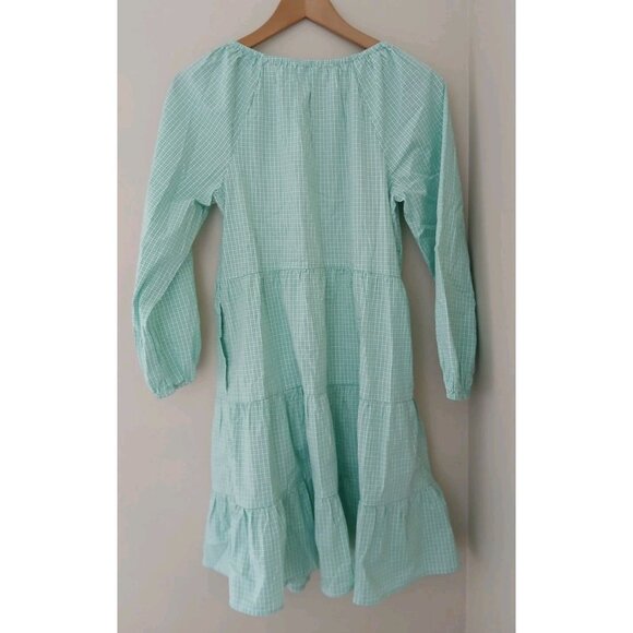 J. Crew Gingham Cotton-blend Poplin Raglan Tiered Mini Dress - Picture 7 of 9
